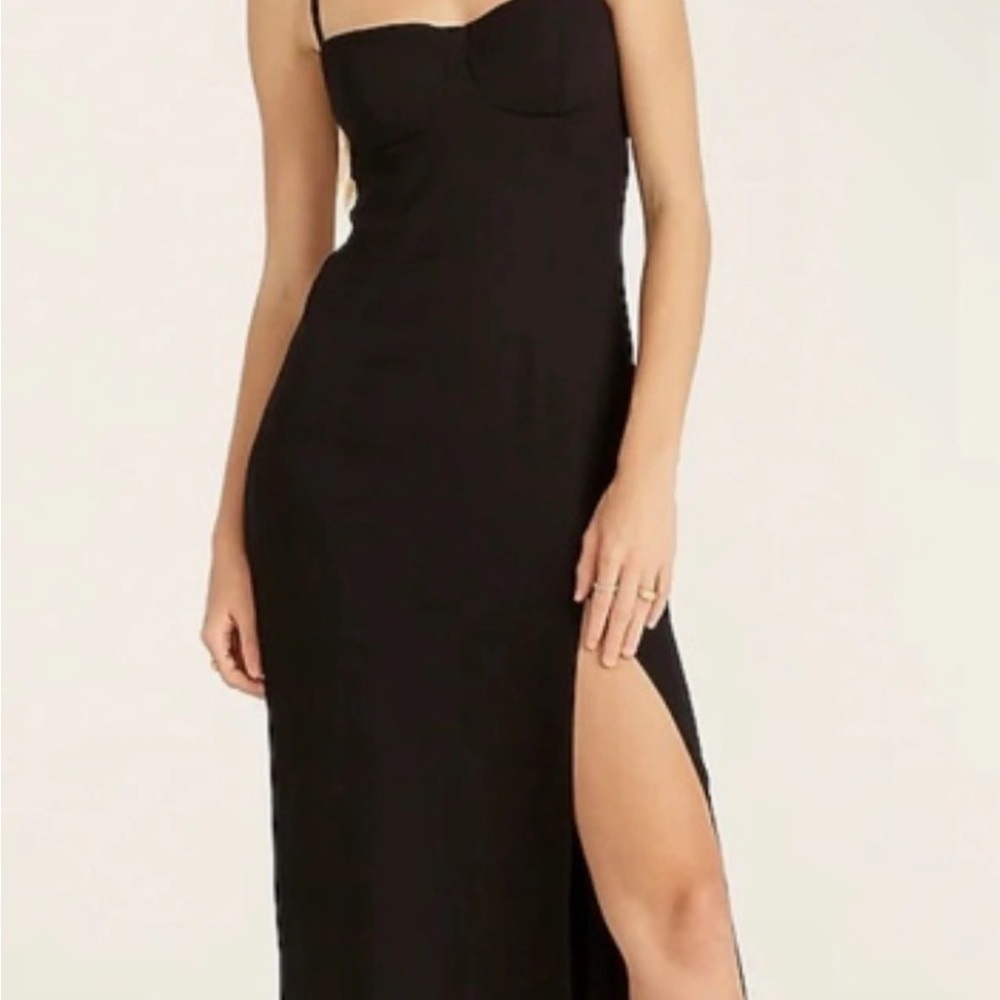 J. Crew Black Midi Slip Dress with Side Slit - Picture 9 of 9